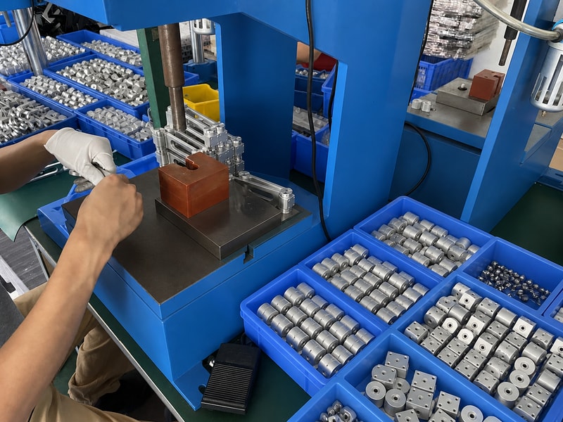 POS stand components being assembled in Haiyuan's Zhuhai factory