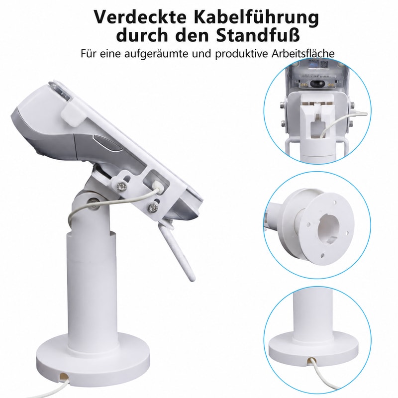 POS-Terminalständer für PAX A920 / A920 Pro, Kabelführungsansicht 1