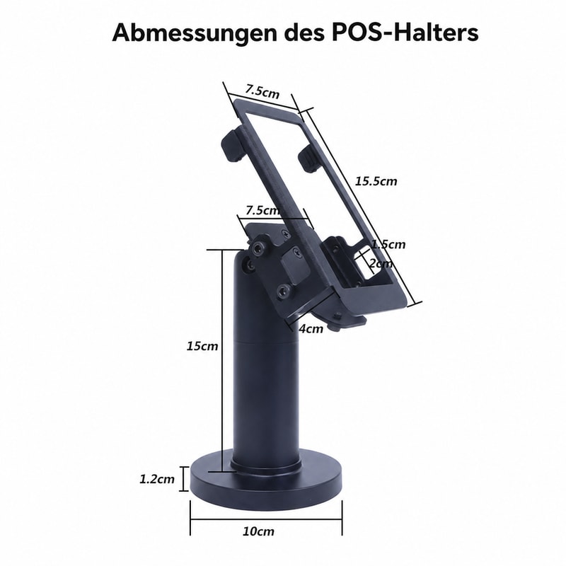 Diebstahlgeschützte POS-Terminalhalterung aus Metall für PAX, Maßansicht 1