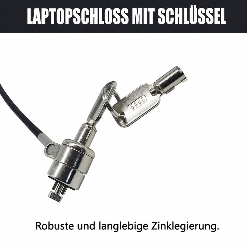 4 mm Laptop-Sicherheitskabel mit Schlüssel, Konstruktionsansicht 1