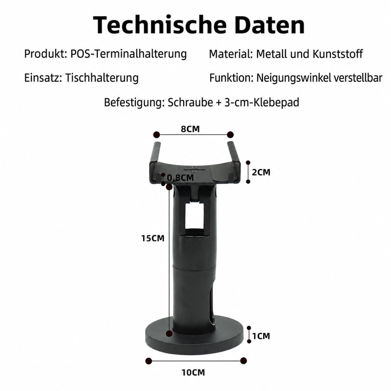 POS-Terminalständer für Kozen P5 / PAX A77, Maßansicht 1