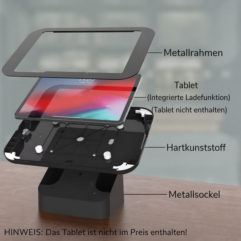 Abschließbare iPad-Theken-/Wandhalterung 9,7–11 Zoll, Konstruktionsansicht 2