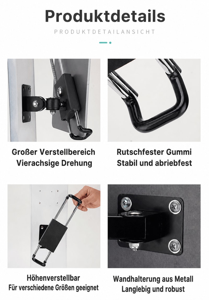 Tablet-Wandhalter 7–12 Zoll, Konstruktionsansicht 1
