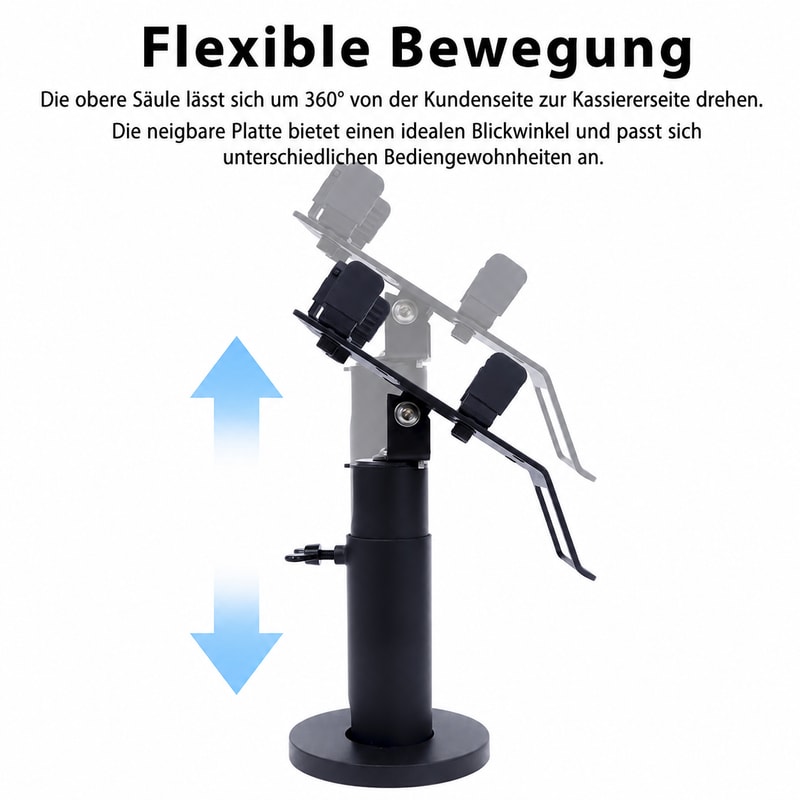 Höhenverstellbare universelle POS-Halterung mit Griff, Bewegungsansicht 2