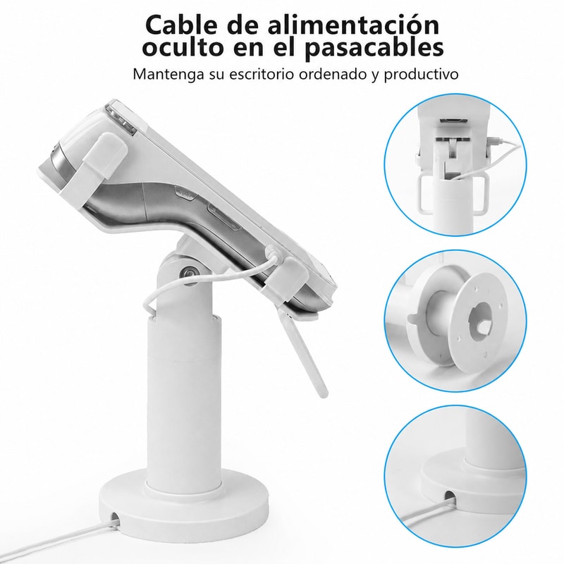 Soporte de poste POS ajustable para PAX A920 Pro, vista del cableado 1