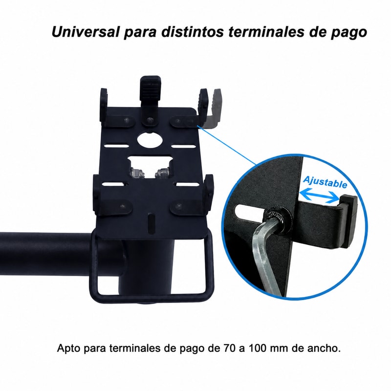 Soporte de poste POS VESA 75/100 con giro de 360°, vista de compatibilidad 1