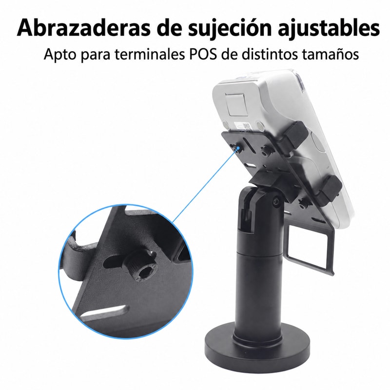 Soporte de poste POS con cables ocultos, vista de compatibilidad 1