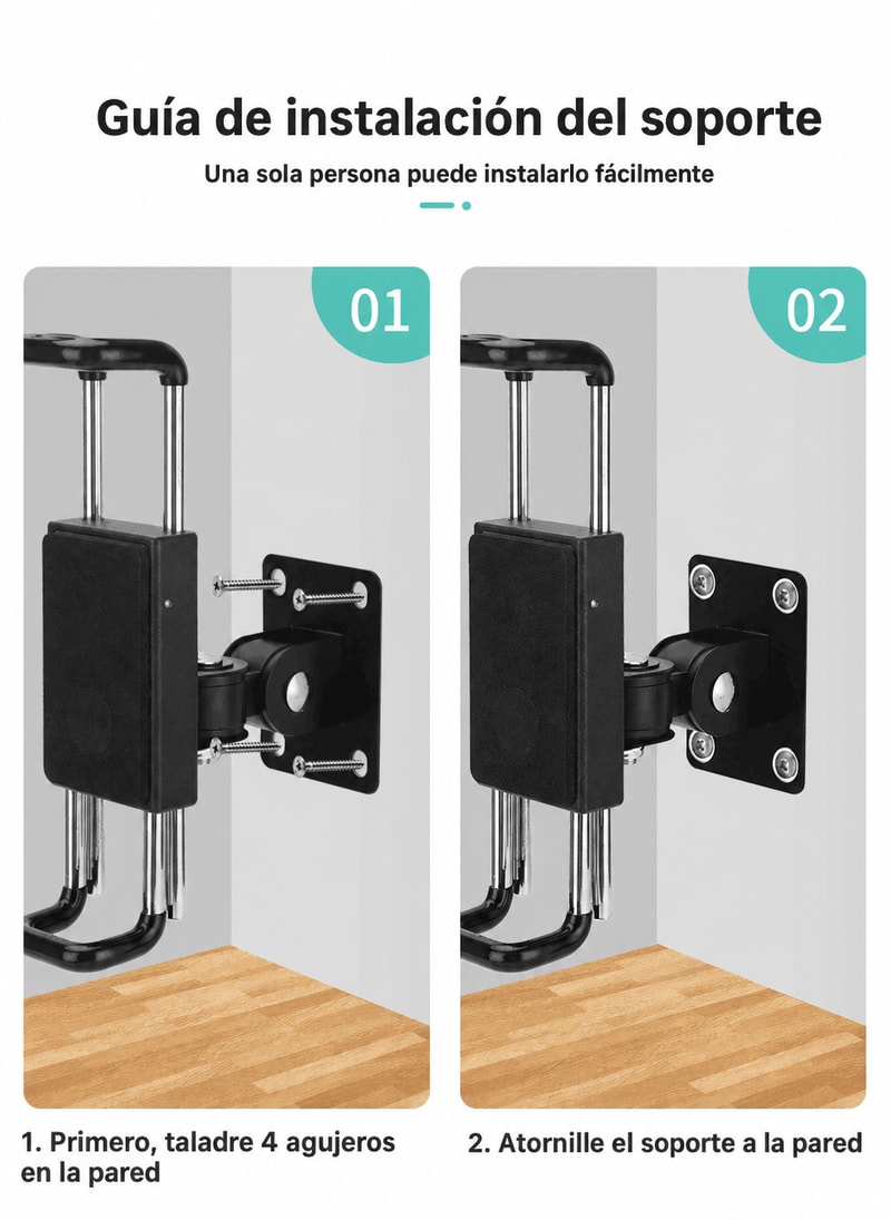 Portatablet mural de 7–12 pulgadas, vista de instalación 1