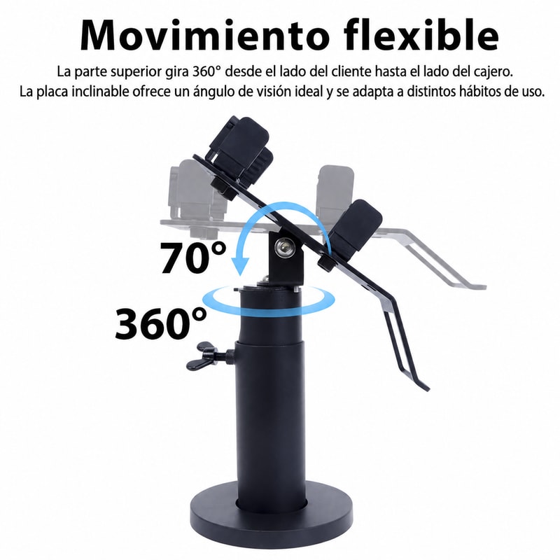 Soporte POS universal de altura ajustable con asa, vista del movimiento 1