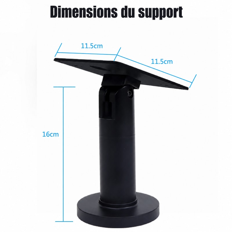 Support d’écran POS VESA réglable, vue des dimensions 1