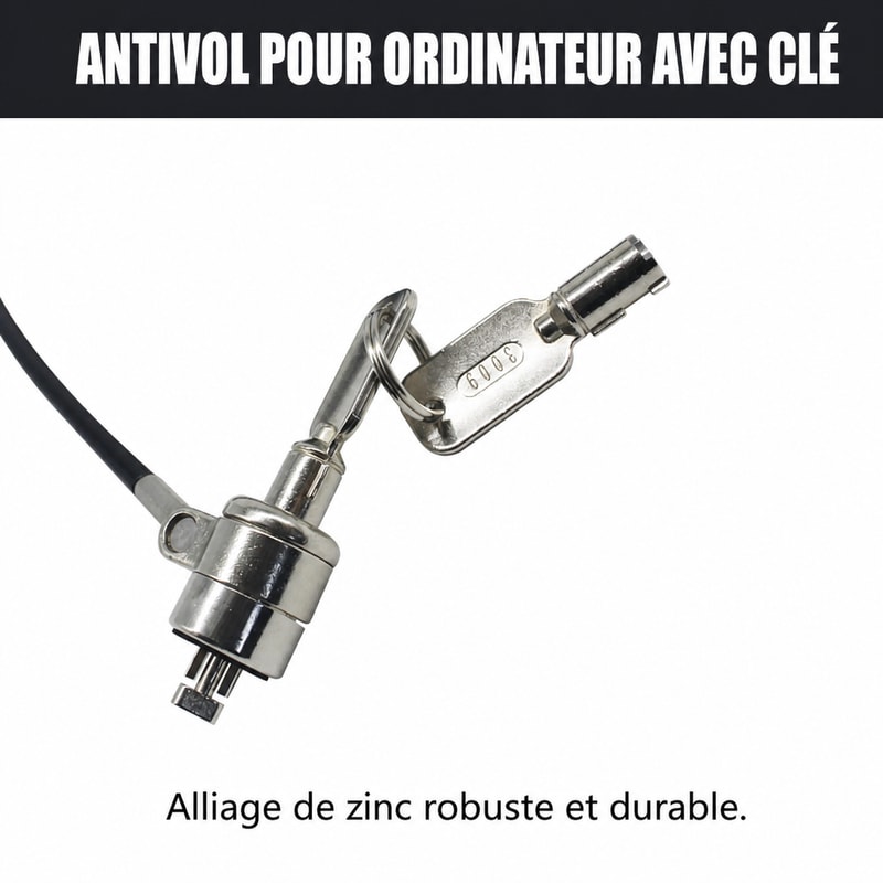 Câble antivol à clé pour ordinateur portable, 4 mm, vue de la construction 1