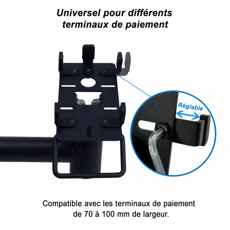 Support POS VESA réglable en hauteur, vue de la compatibilité 1
