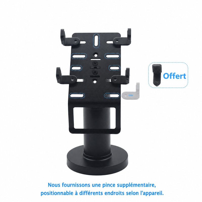 Support POS sur mât avec câbles dissimulés, vue de la configuration 1