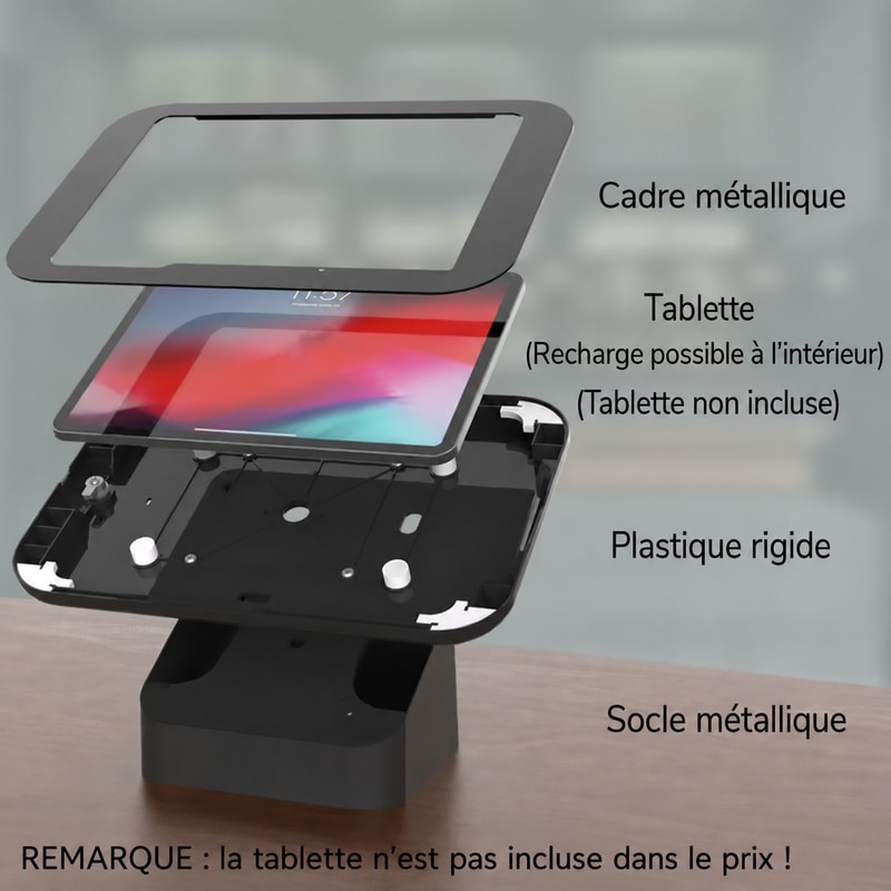 Support POS de comptoir pour tablette 10–11 pouces, vue de la construction 1