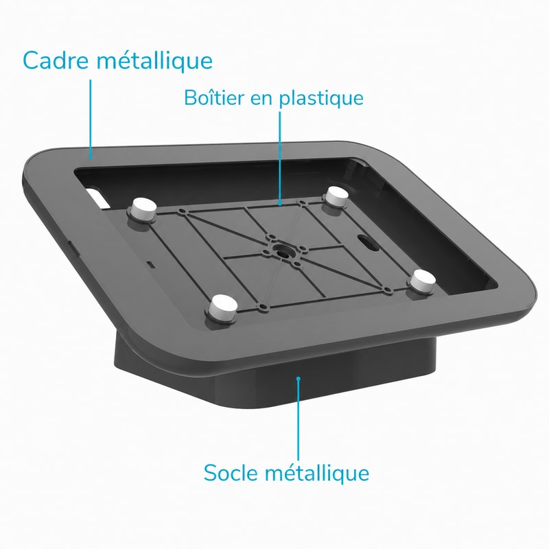 Support iPad verrouillable comptoir/mur 9,7–11 pouces, vue de la construction 1
