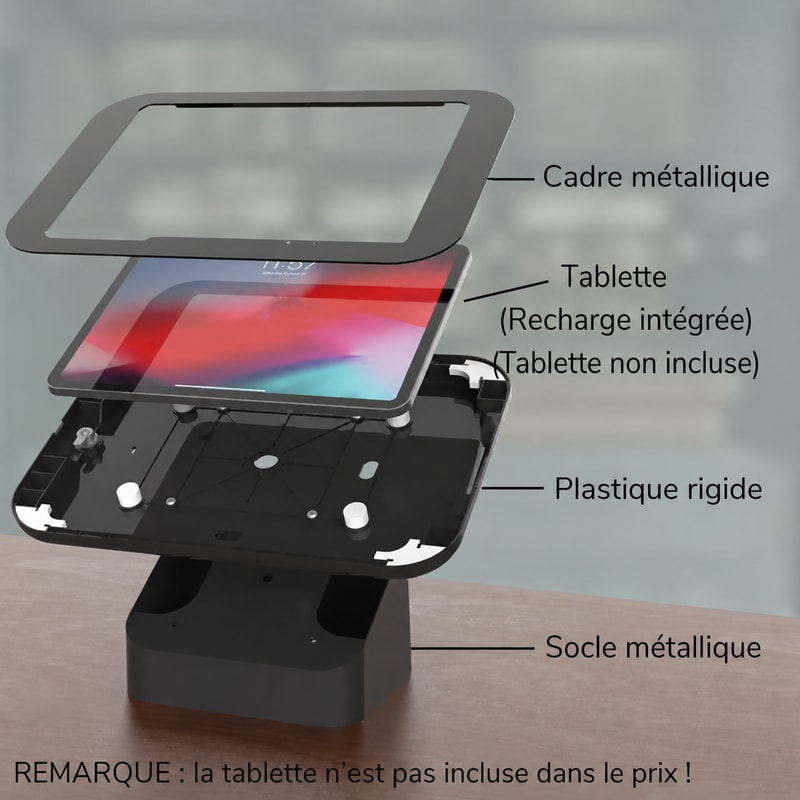 Support iPad verrouillable comptoir/mur 9,7–11 pouces, vue de la construction 2