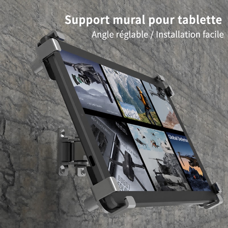 Support mural réglable pour tablette 10–13 pouces, vue d’application 1