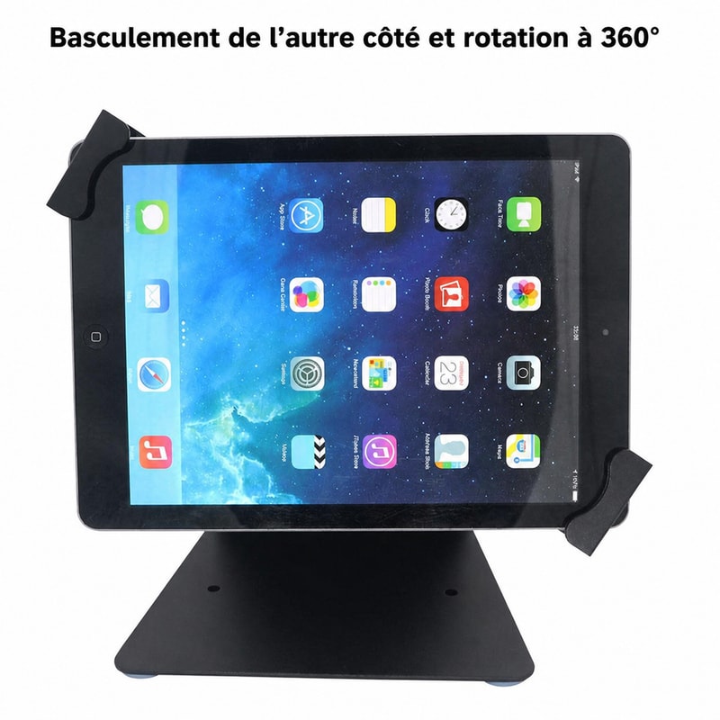 Support de tablette en L verrouillable à 360°, vue du mouvement 1
