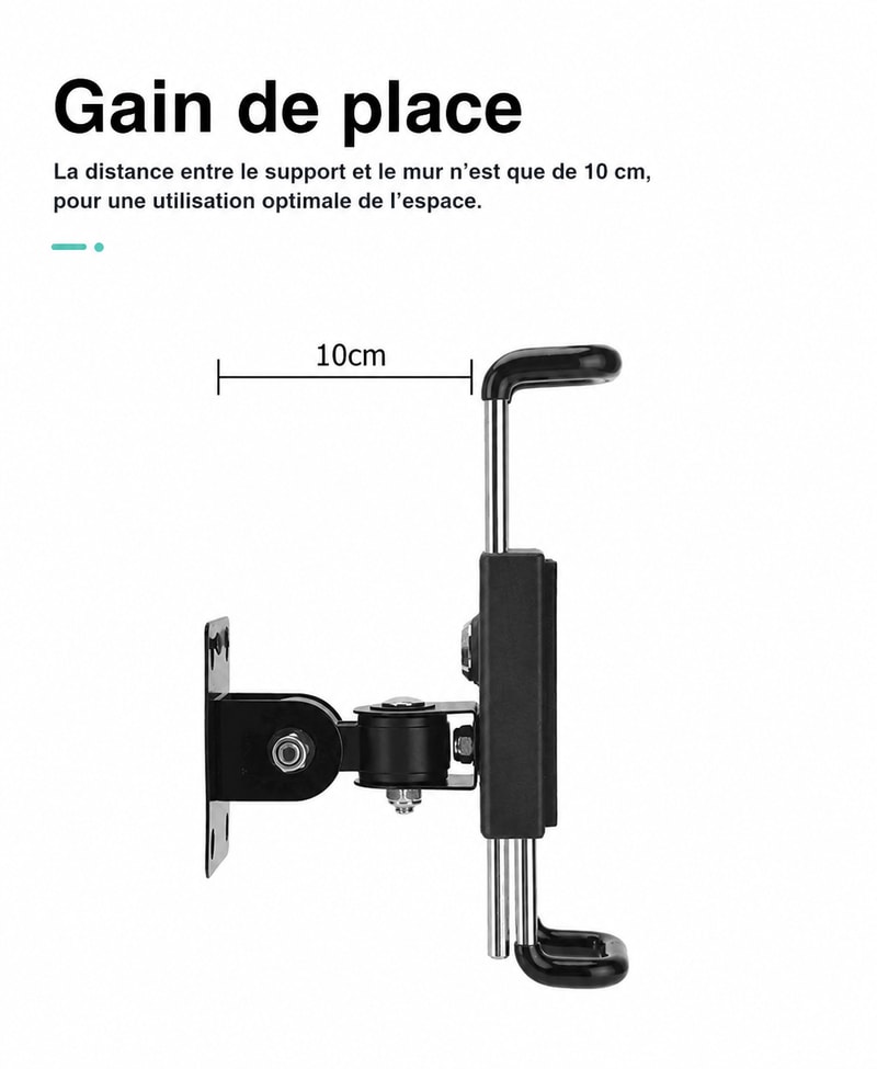 Porte-tablette mural 7–12 pouces, vue des dimensions 1