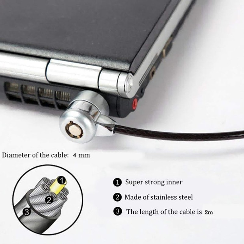 2 m Keyed Laptop Security Cable, construction view 1