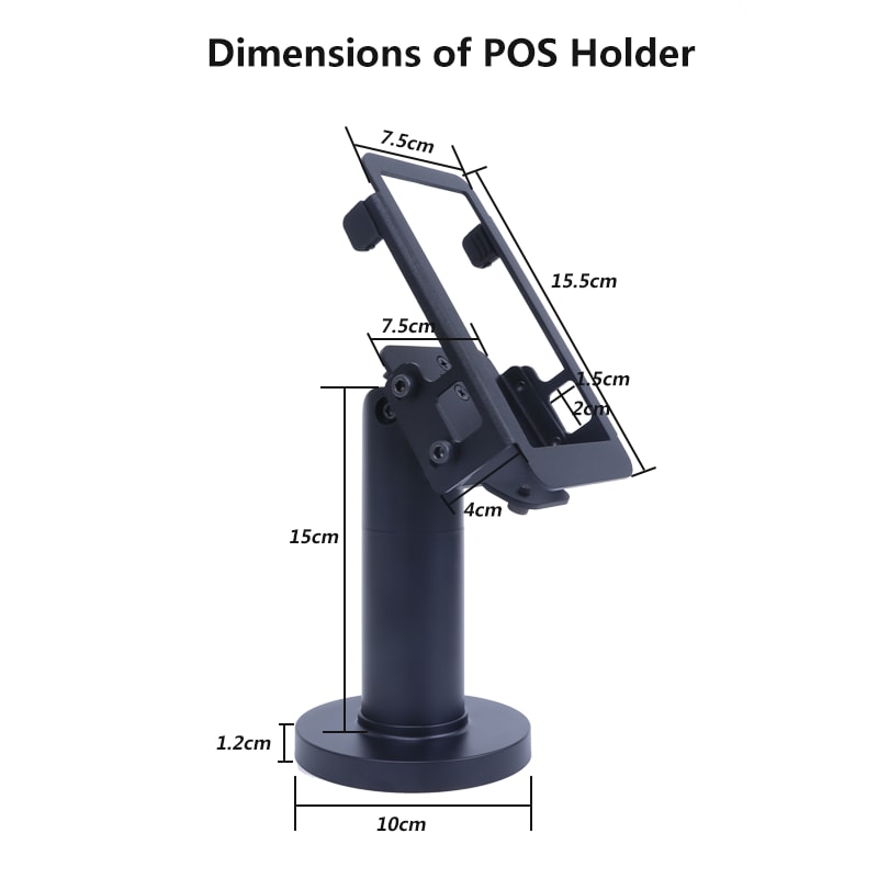 Anti-theft Metal POS Terminal Holder for PAX, dimensions view 1