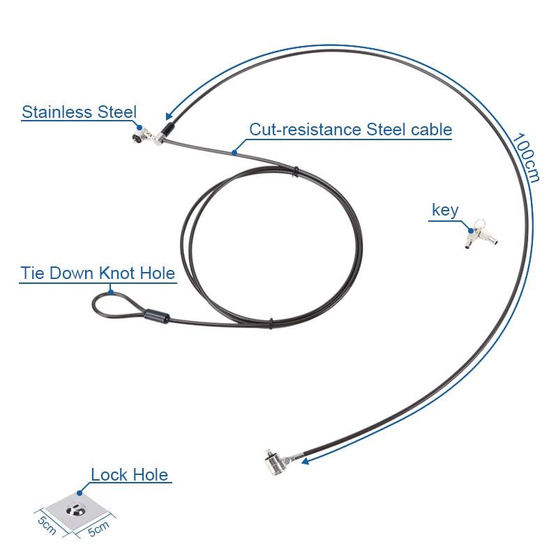 Twin-Head NanoSaver Cable Lock for Lenovo, dimensions view 1