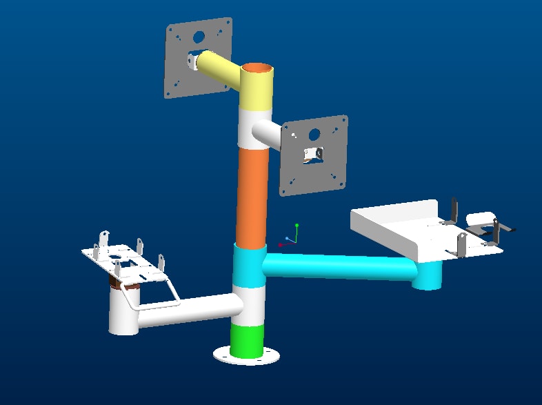 CAD model for a custom multi-device POS mounting system
