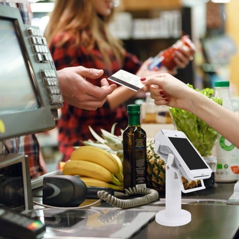 White Detachable Swivel POS Terminal Stand, feature view 3
