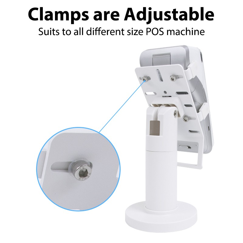 White Detachable Swivel POS Terminal Stand, feature view 2